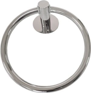 מתלה נירוסטה לתליית מגבות בהדבקה / הברגה דגם וולטה (חישוק) מבית Malkan - צבע כסוף מבריק