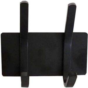 וו תליה נירוסטה בהדבקה (מלבן מוארך + 2 ווים) דגם הדסון מבית Malkan - צבע שחור