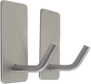 וו תליה נירוסטה בהדבקה מלבני דגם טאהו מבית Malkan - (2 יחידות במארז) - צבע כסף מט