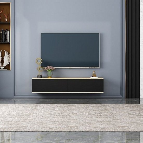 מזנון טלוויזיה צף ברוחב 160 ס''מ דגם Eva מבית StarShop - צבע אלון ושחור