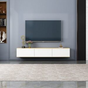 מזנון טלוויזיה צף ברוחב 180 ס''מ דגם Alona מבית StarShop - צבע אלון ולבן