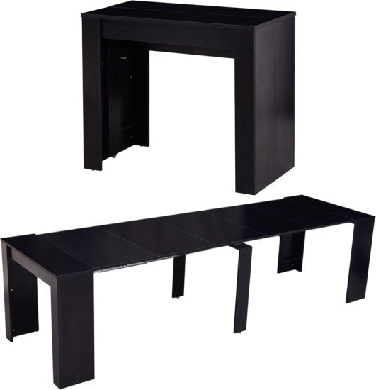 קונסולה ברוחב 90 ס''מ נפתחת לפינת אוכל עד 300 ס''מ דגם Zeus מבית Woody - צבע שחור