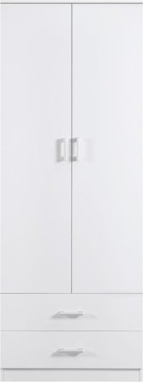 ארון בגדים בגודל 220x80x50 ס"מ עם 2 דלתות ו-2 מגירות דגם Matan מבית Woody - צבע לבן
