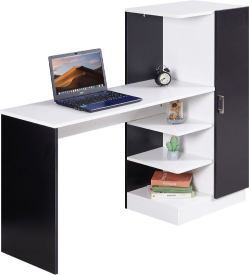 שולחן תלמיד משולב ספרייה ברוחב 150 ס''מ דגם Talia מבית Woody - צבע לבן / שחור