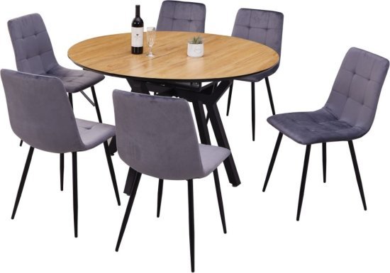 שולחן פינת אוכל עגול נפתח 130-170 ס''מ דגם Atlas מבית Woody - צבע עץ