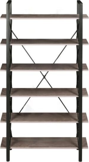 440132_b_1.jpg ספריית 6 מדפים 200x105x35 ס''מ דגם Maya מבית Woody - צבע עץ + אפור