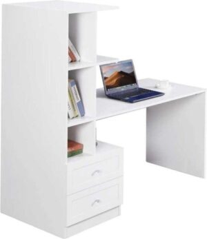 440140_b_1.jpg שולחן תלמיד משולב ספרייה ומגירות בצד שמאל ברוחב 155 ס''מ דגם Shaked מבית Woody - צבע לבן