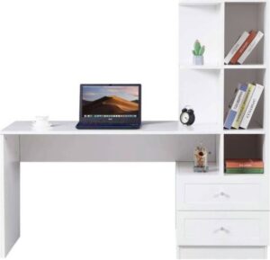 440153_b_1.jpg שולחן תלמיד משולב ספרייה ומגירות בצד ימין ברוחב 155 ס''מ דגם Shaked מבית Woody - צבע לבן