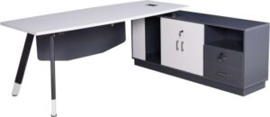 שולחן משרדי מעוצב ברוחב 180 ס''מ דגם Shachar מבית Woody - צבע לבן / אפור