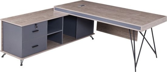 שולחן משרדי מעוצב ברוחב 180 ס''מ דגם Liam מבית Woody - צבע עץ / אפור